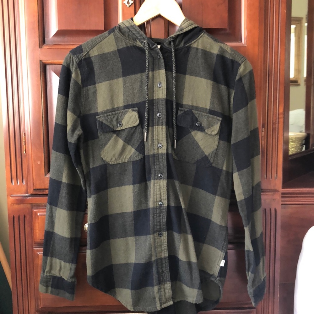 Army Green Hooded Garage Flannel
